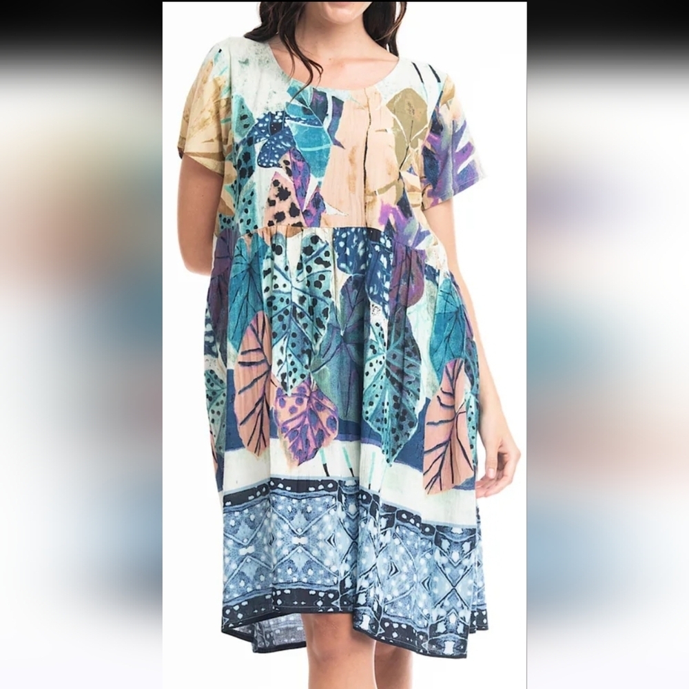Orientique Naturally Australian Multicolor Relaxed Fit Midi Dress Size S